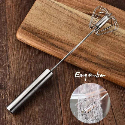 Stainless Steel Egg Beater, 10 Inch Hand Rotary Whisk with 22mm Grip, 7cm Whisk Head for Cooking & Baking