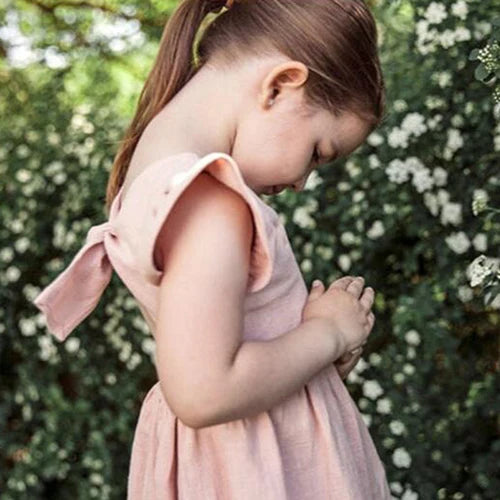 Kids Tales Summer Belle Cotton-Linen A-Line Girls' Dress
