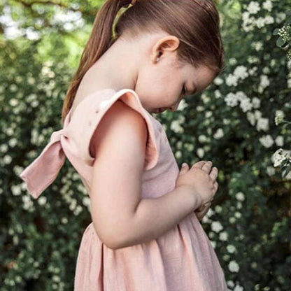 Kids Tales Summer Belle Cotton-Linen A-Line Girls' Dress