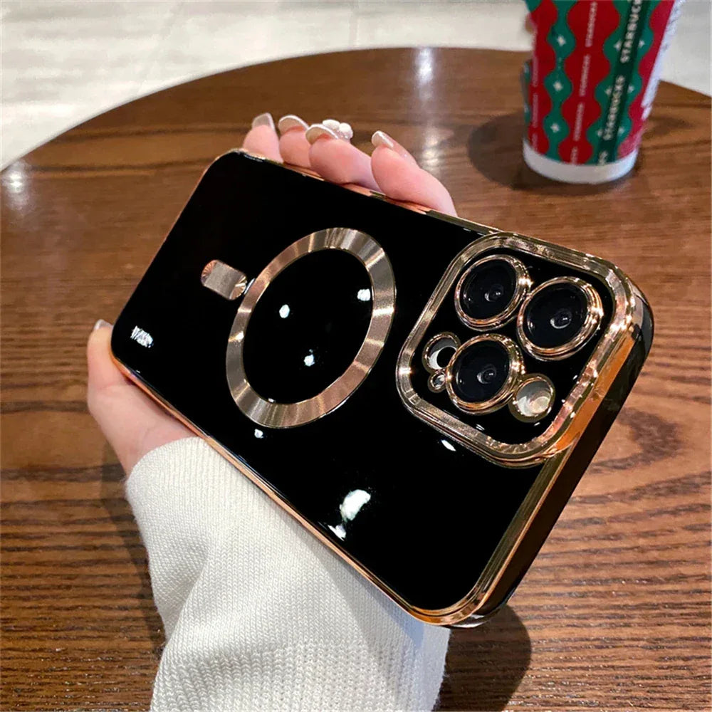 QIXTWO Luxury Plating Solid Colour Magnetic Wireless Charge Case - ShopHub