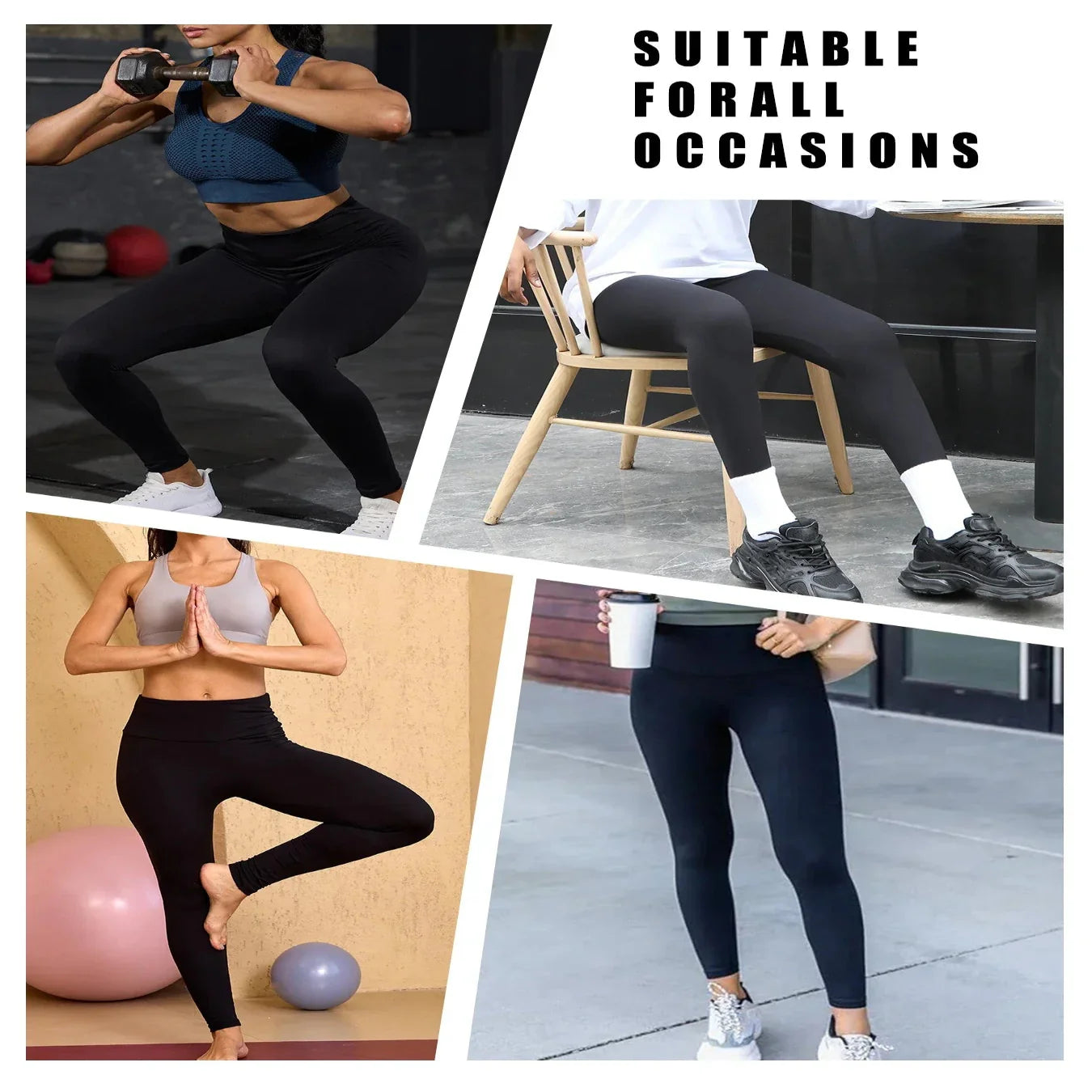 5-Pack of Women's High-Waisted Workout Leggings (various sizes and colours available) Habicare