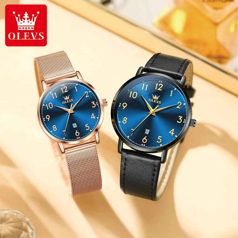 OLEVS 5653 Quartz Watch for Men and Women - Simple Original Waterproof Luminous Automatic Date Couple Gifts Reloj