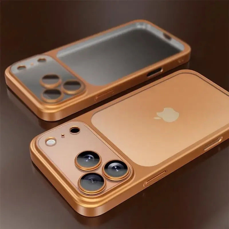 QIXTWO Luxury Plating Matte Transparent Wireless Charging Phone Case - ShopHub