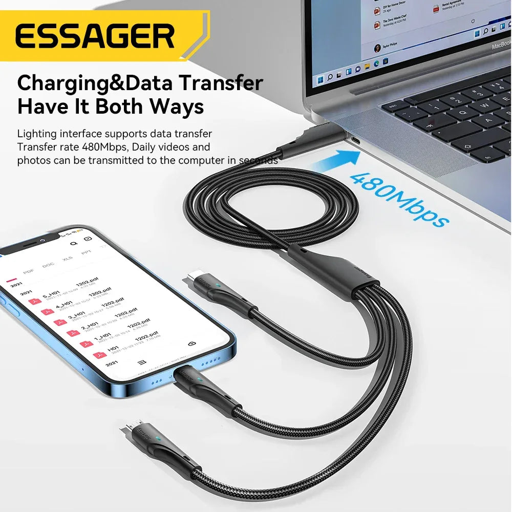 Essager 3 in 1 USB Type C Cable - ShopHub