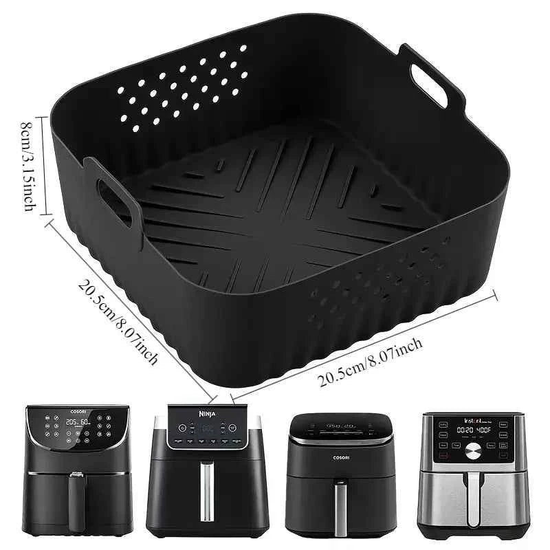 Single Pack Silicone Air Fryer Liner, Reusable Non-Stick Square Mat for Oven Baking, Dishwasher Safe