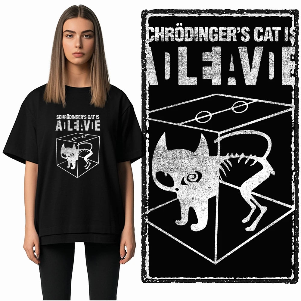 COOLMIND Cat Graphic T-Shirt | Women's Relaxed Black Tee