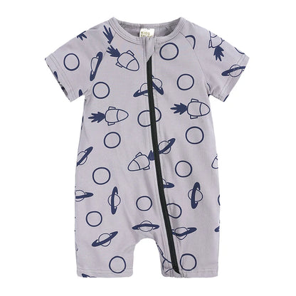 Kids Tales Playful Prints Cotton-Blend Short-Sleeve Baby Romper