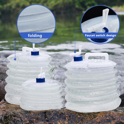 Portable Foldable Water Bag 5/10/15L - Collapsible Outdoor Container for Camping, Hiking, and Picnics