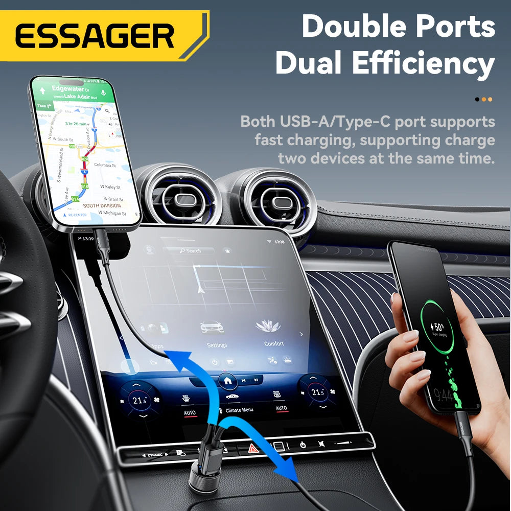 Essager Dual-port 45W USB-C car charger