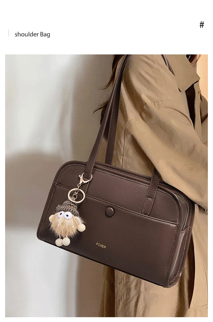FOXER Female Shoulder Bag PU Leather Cross Body Bag 2026 New Fashion Messenger Bag Large Capacity Commute Daliy