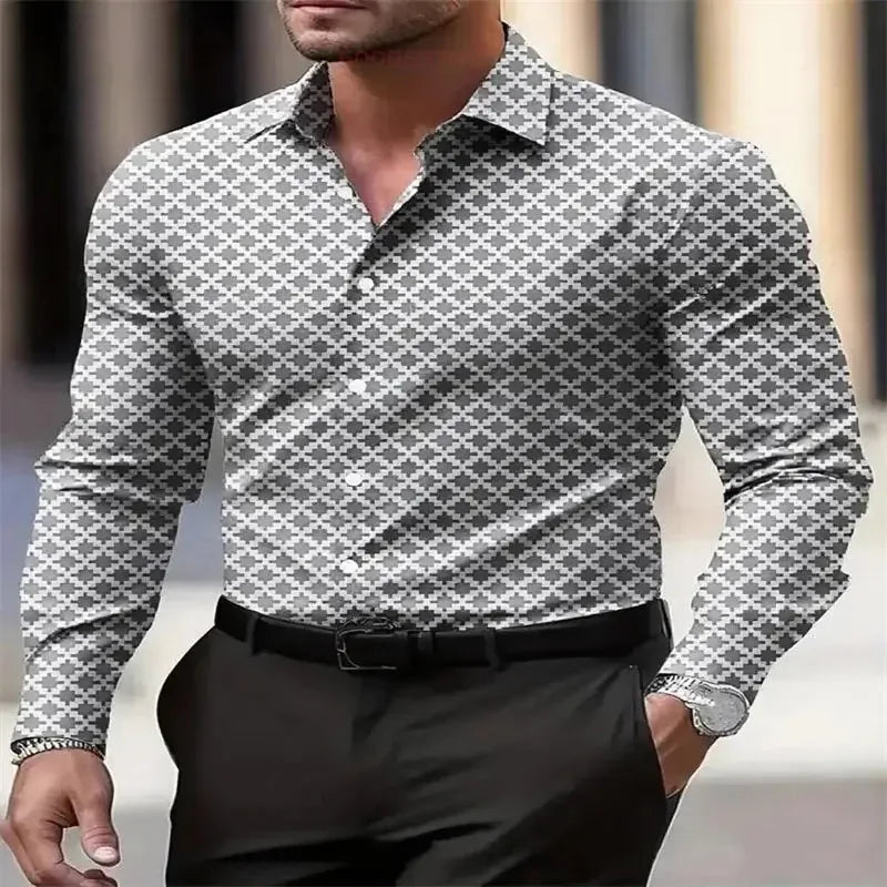 Men's Casual Long-Sleeved Plaid Shirts - ShopHub