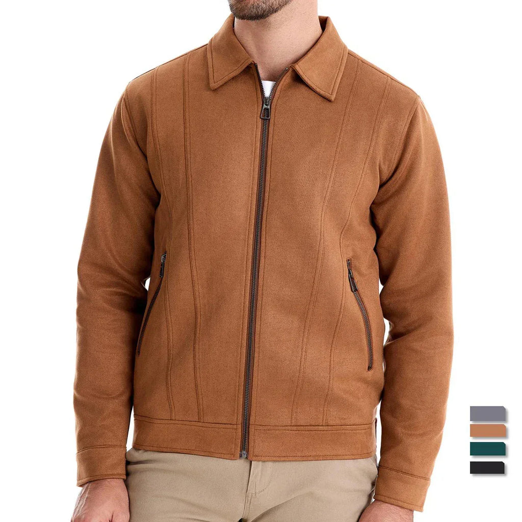 AIOPESON Men's Brown Suede Turn Down Collar Jackets - ShopHub