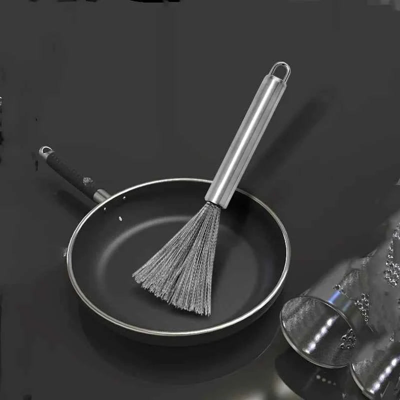 Commercial Stainless Steel Scrubber | Heavy Duty Long Handle Rust-Resistant for Pots/Pans & Grill Cleaning