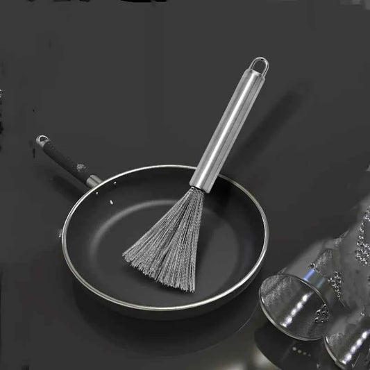 Commercial Stainless Steel Scrubber | Heavy Duty Long Handle Rust-Resistant for Pots/Pans & Grill Cleaning