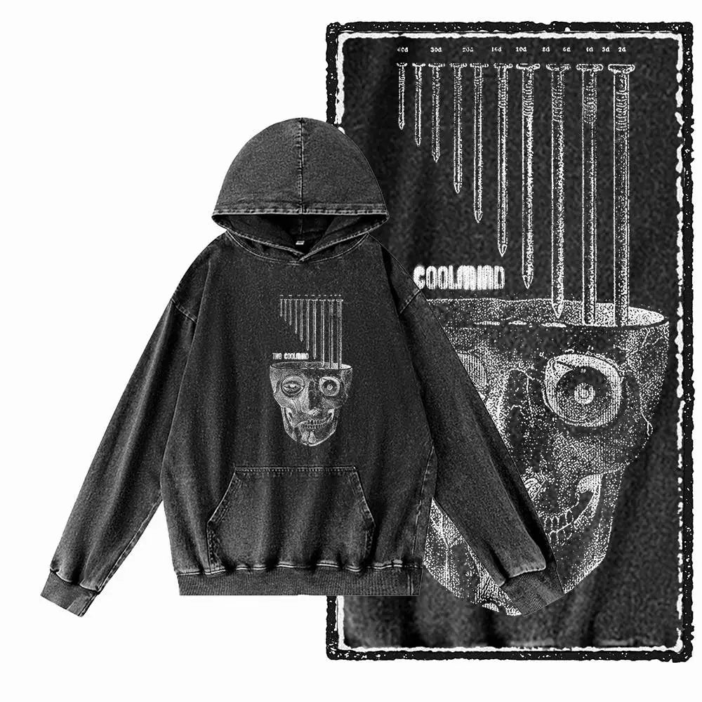COOLMIND Acid-Washed Black Graphic Pullover