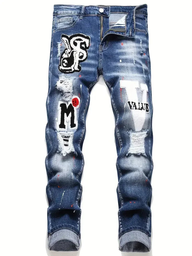 Men’s Y2K Ripped Skinny Jeans - ShopHub
