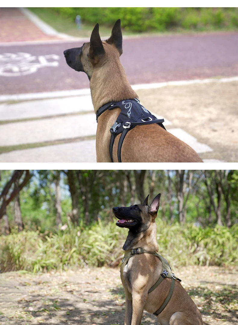 TRUELOVE Escape-proof Harness with Zippered Pocket Tactical Dog Vest Harness and Easy Control Training Military Backpack YH1811