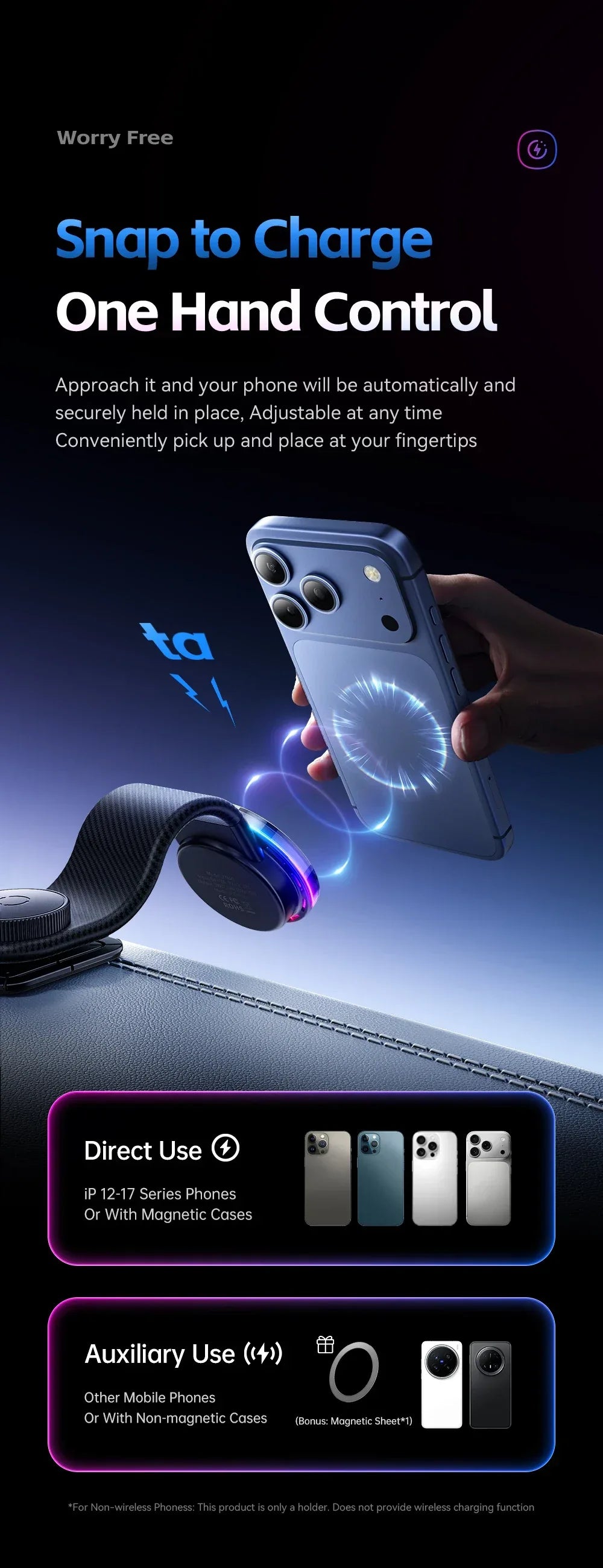 Essager 360° Free Rotation Magnetic Car Phone Holder and LED 15W Wireless Charger Stand - ShopHub