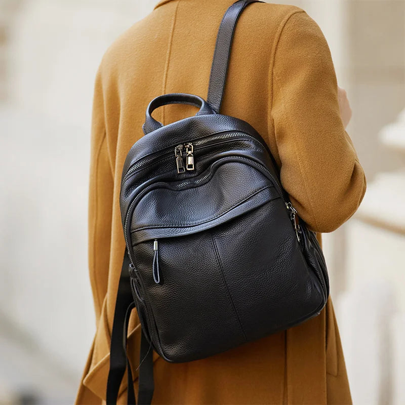 ZOOLER First Layer Genuine Leather Women Leather Backpack Black Travel Computer School Bags College Girl Hot#SC1728