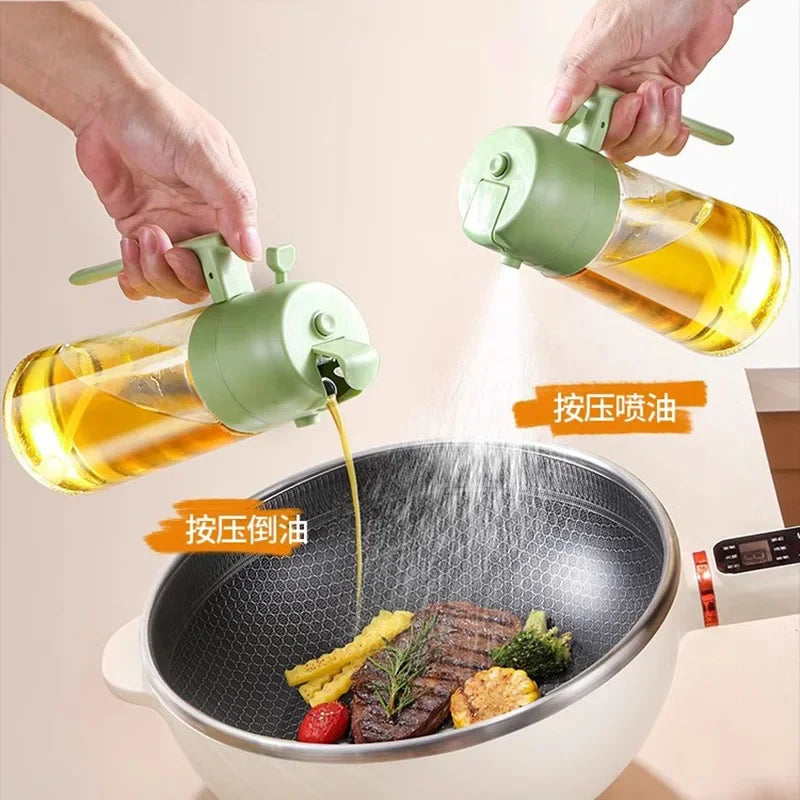 2 In 1 Oil Spray Bottle with Pour Spout - Perfect for Olive Oil, Soy Sauce, BBQ, Camping, Baking, and Picnics