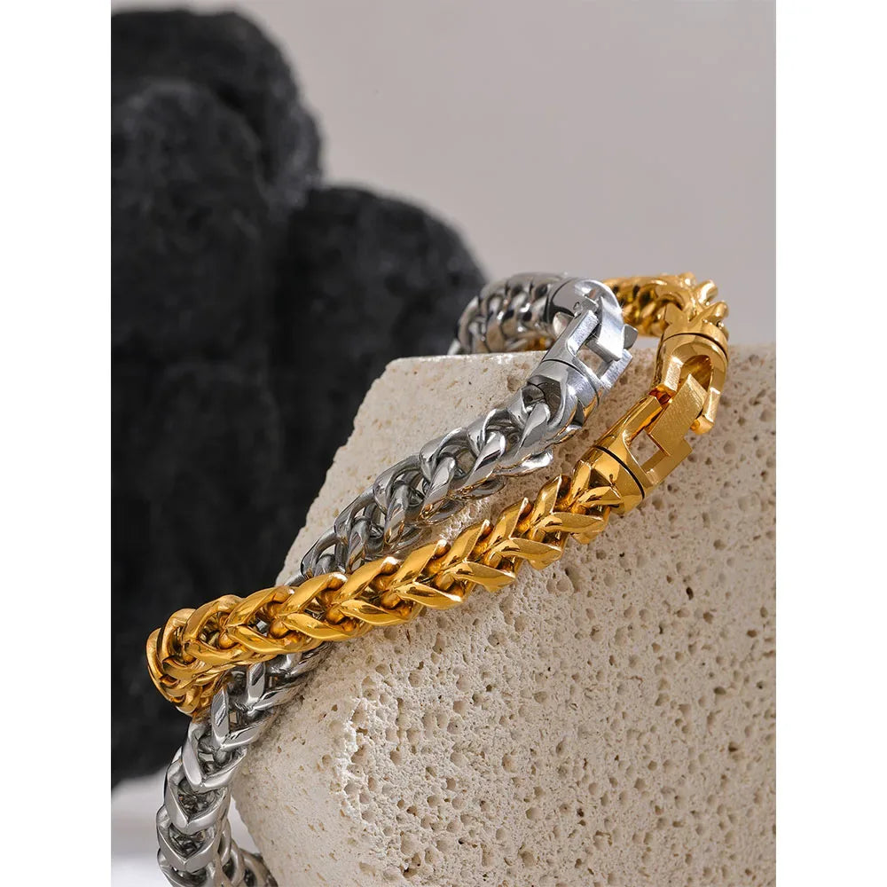 High-Quality Stainless Steel Round Cuban Chain Bracelet - ShopHub