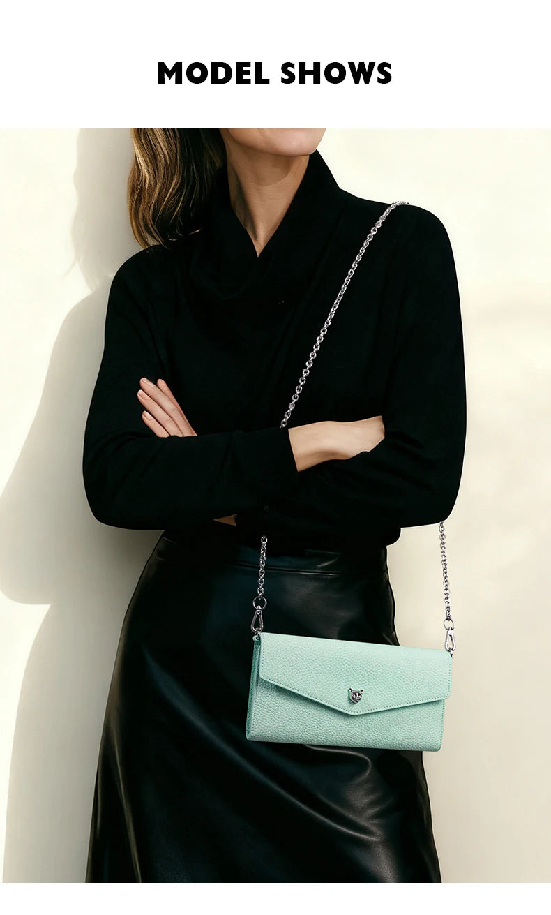 BAFELLI Genuine Leather Chain Wallet Bag