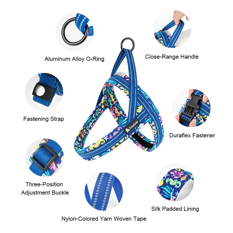 Truelove Floral Printing Mesh Padded Harness – Comfort and Style for Every Dog