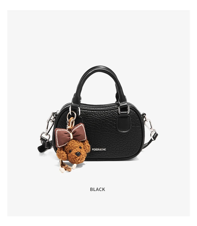 FOXER White Cowhide Leather Women's Shoulder Bag