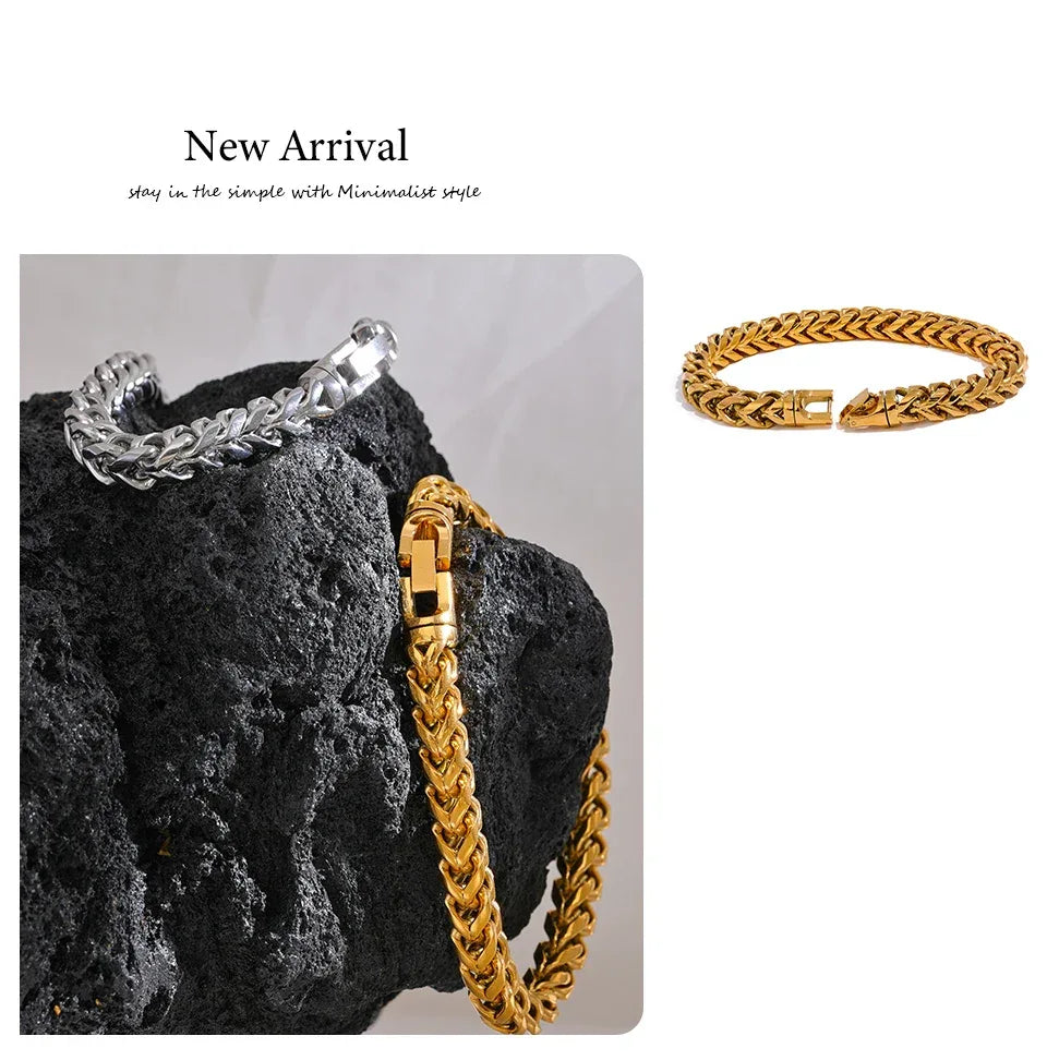 High-Quality Stainless Steel Round Cuban Chain Bracelet - ShopHub