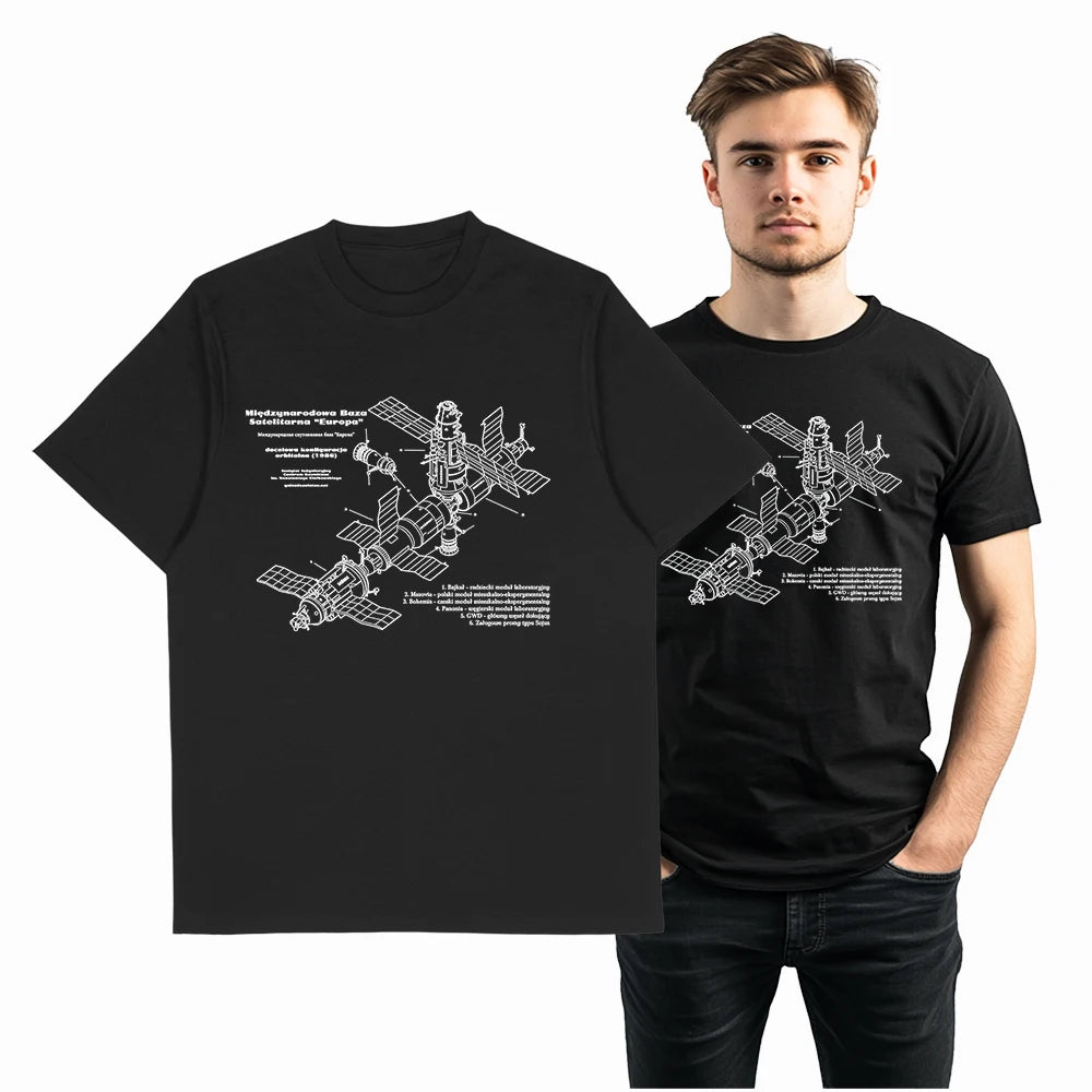 COOLMIND Z1149 Space Station Graphic Cotton Tee