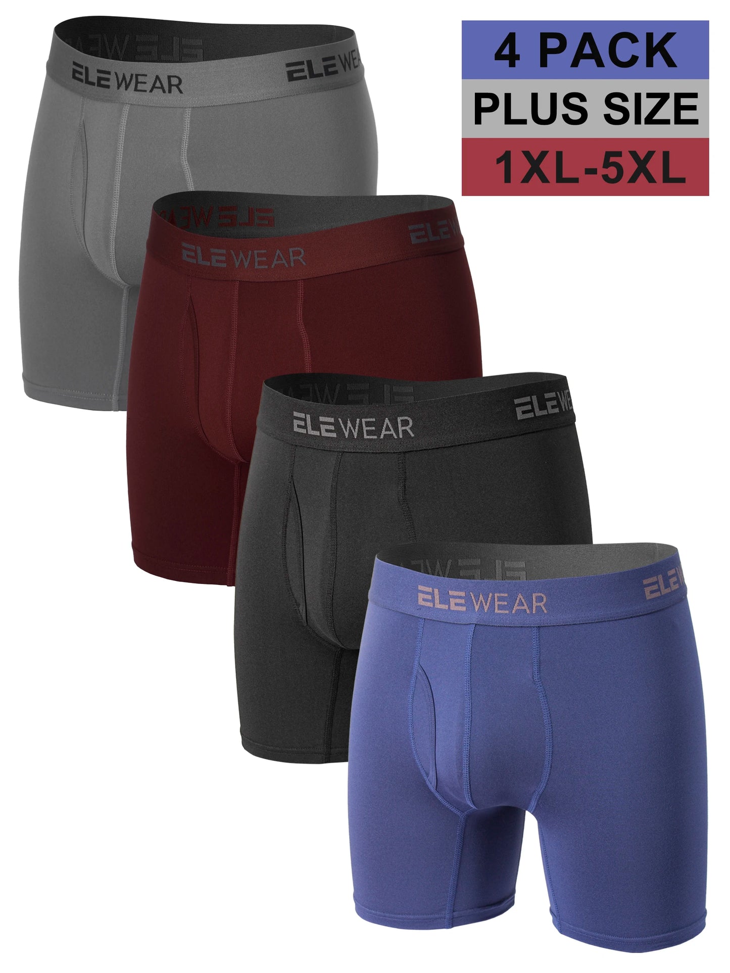 4 Pack Breathable Men's Boxers - Plus Size 1XL-5XL Fashion Underwear with Opening