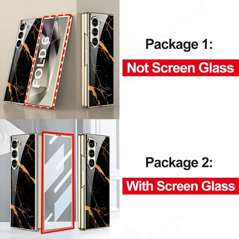GKK Painted Tempered Glass Case for Samsung Galaxy Z Fold 6 & Galaxy Z Fold 5 Case - ShopHub