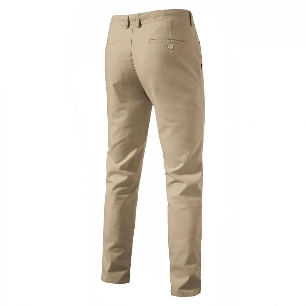 AIOPESON Men's Solid Colour Linen Long Pants - ShopHub