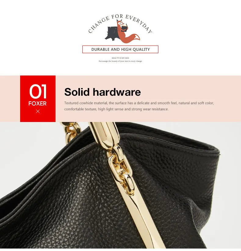 FOXER Women's Shoulder Bag — Genuine Leather Elegance for Every Day