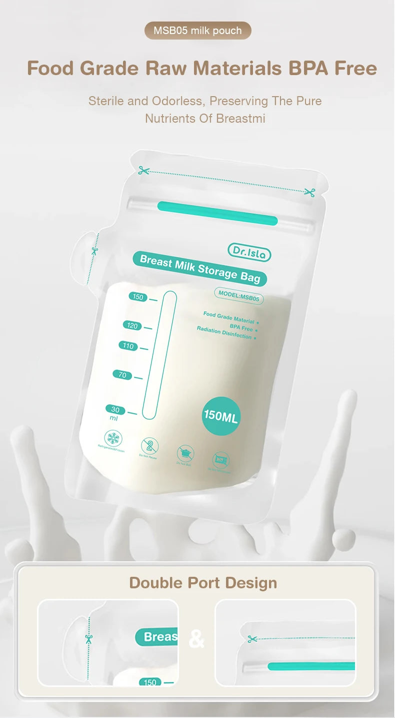 Dr.Isla Breast Milk Storage Bags — 100 Piece, 150ml Capacity