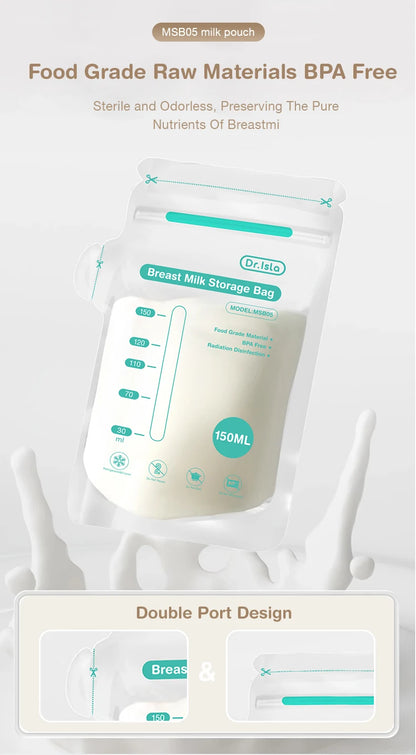 Dr.Isla Breast Milk Storage Bags — 100 Piece, 150ml Capacity