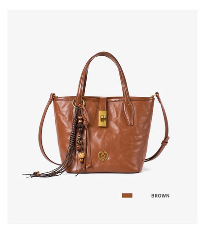 FOXER Vintage Wrinkle Leather Tote Bag