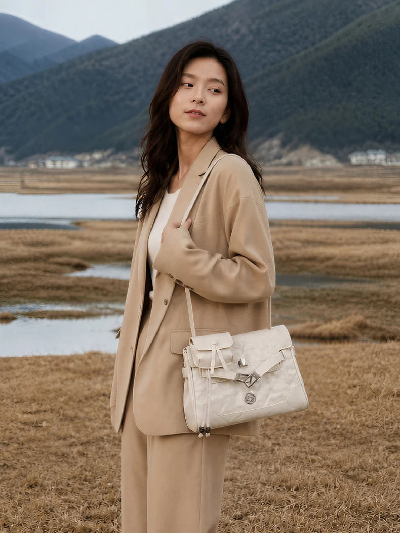 FOXER Vintage Wrinkle Genuine Leather Tote Bag