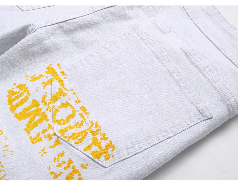Men's Stylish Jeans Featuring Unique Letter Prints and patterns - ShopHub