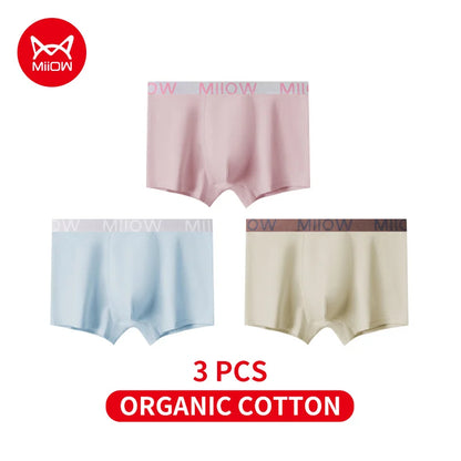 MiiOW Men's Cotton Underwear - 3Pcs Antibacterial Boxers