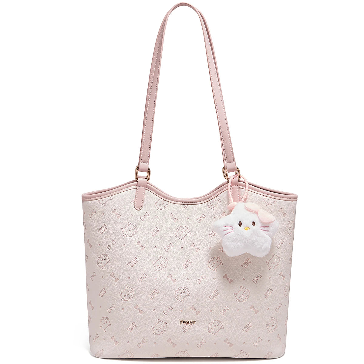 FOXER Summer New Women's Shoulder Bag PVC Leather Daily Tote Bag Female Commuting Purse Large Capacity Handbag for Everyday Use