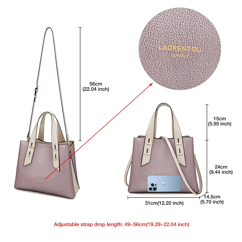 High Quality Women Split Leather Handbag Fashion Workplace Big Capacity Tote Bag Commuter Crossbody Shoulder Bags Mother's Gift
