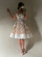 Smileven Champlgne 3D Lace Flower Wedding Dress