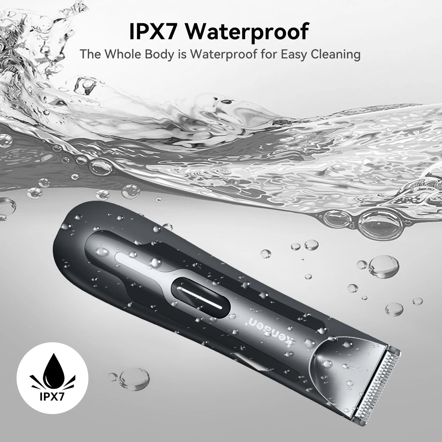 Kensen S10 Electric Groin Hair Trimmer for Men - Waterproof Body Groomer with Replaceable Ceramic Blade