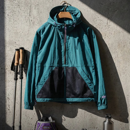 MADEN Gorpcore Half-zip Hooded Jacket Men Lightweight Relaxed Oversized Light Outdoor Utility Workwear Casual Spring Autumn
