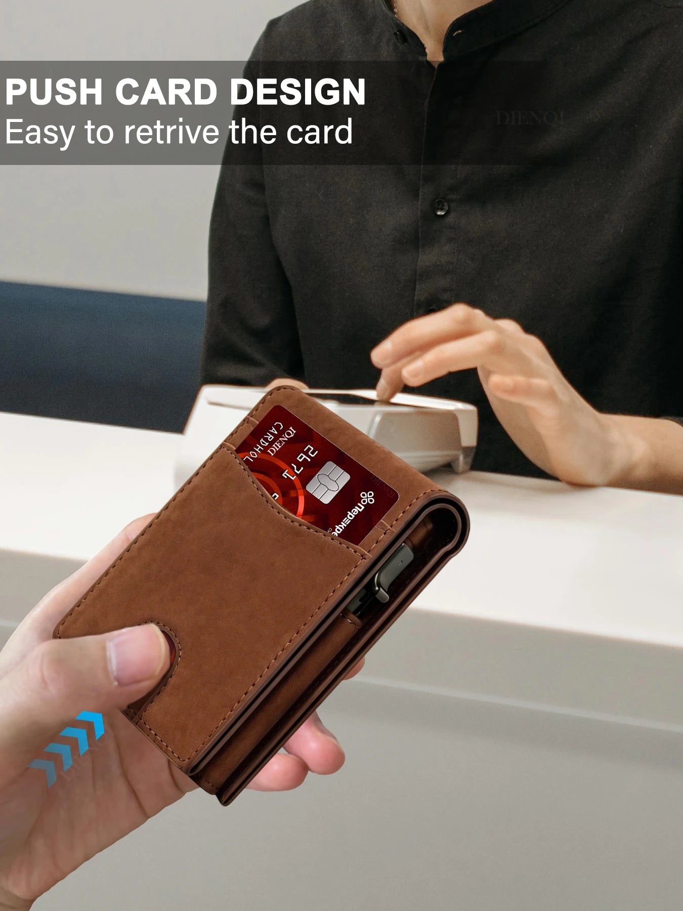 DIENQI Rfid High Quality Business Credit Card Holder Men Wallet Carbon Fiber Travel Pocket Wallet Money Bag Purse Gift for Men
