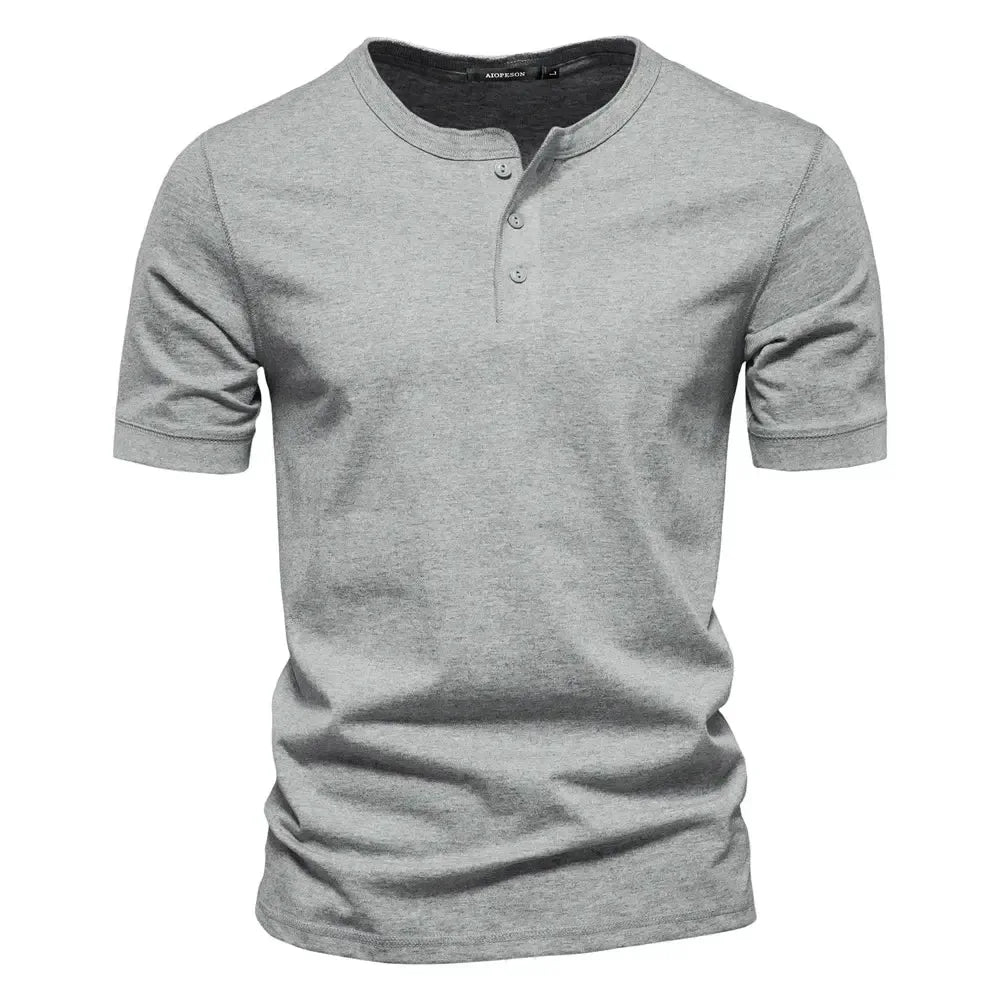 AIOPESON 100% Cotton Henley Collar T-Shirts - ShopHub