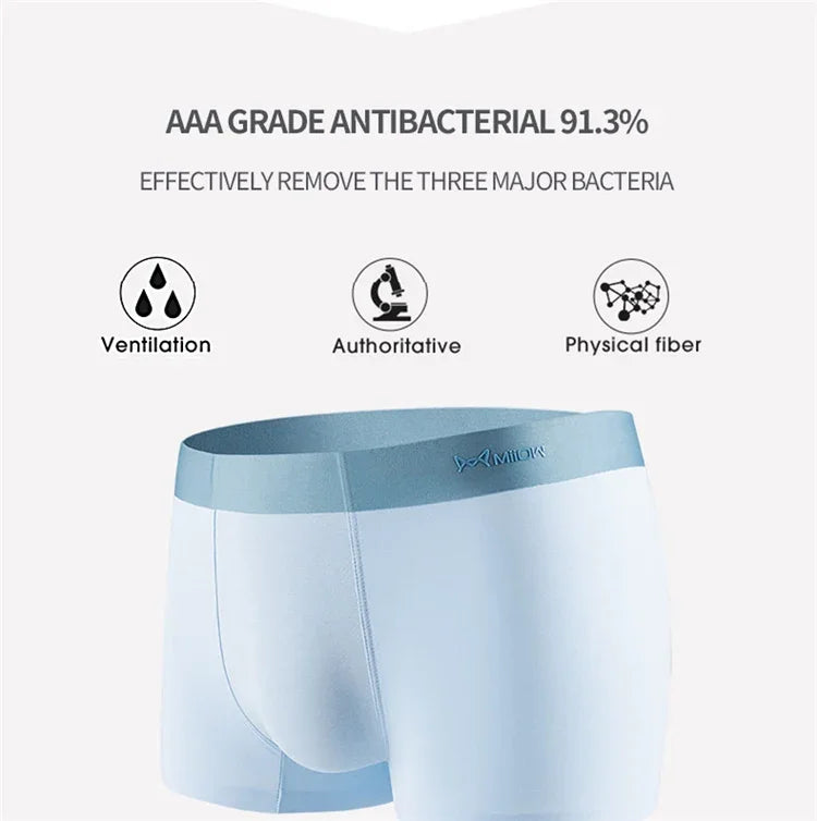 MiiOW Sexy Cotton Men Underpants - 4Pcs Graphene Antibacterial Breathable Boxer Briefs