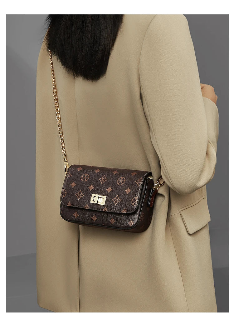FOXER Vintage Monogram Chain Crossbody Bag