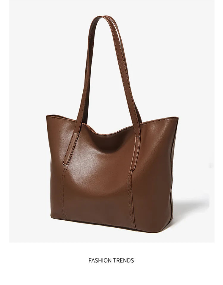 FOXER Lady's Shoulder Bag Split Leather Soft Fabric 2026 New Casual Large Capacity Women Tote Bag Commute Travel Bag All-match